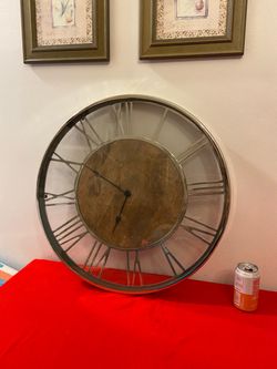 FREE 24” Metal & Glass Clock ♦️IN NEED OF NEW WALL CLOCK MOVEMENT MECHANISM ♦️