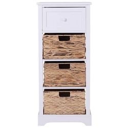 New Decorative Storage Cabinet with Removable Water Hyacinth Woven Baskets for Living Room