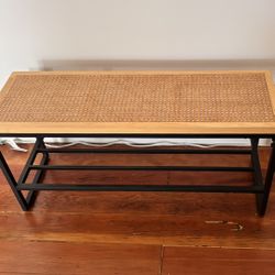 Rattan MCM Style Bench And Dining Chairs