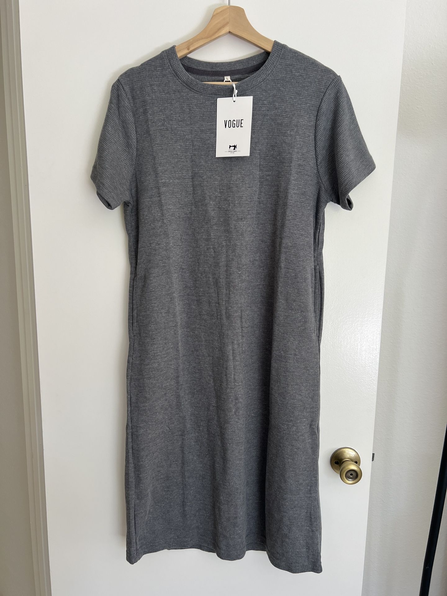 Size L new grey casual and comfortable, all-cotton long skirt