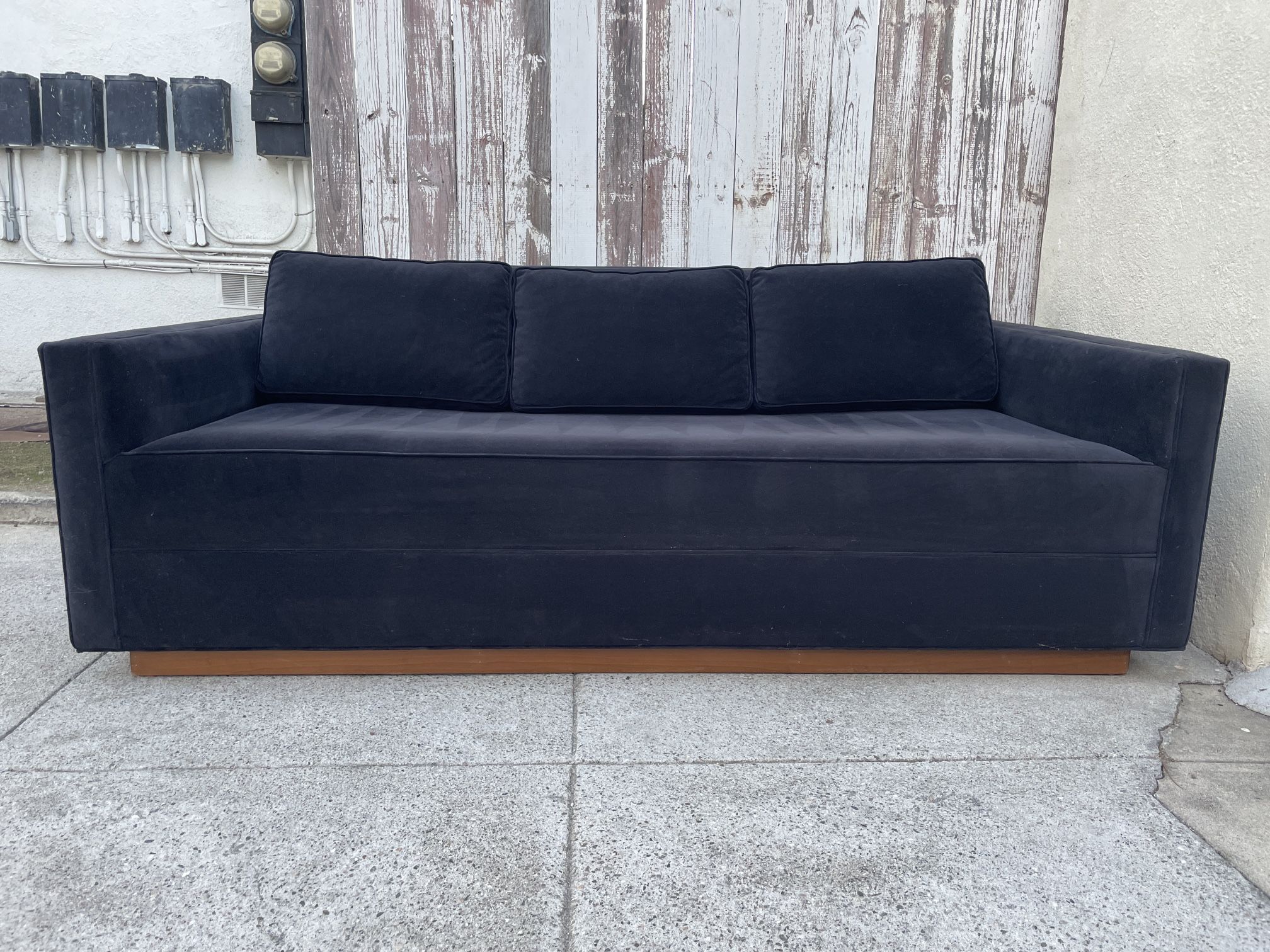 Modern Black Velour Sofa
