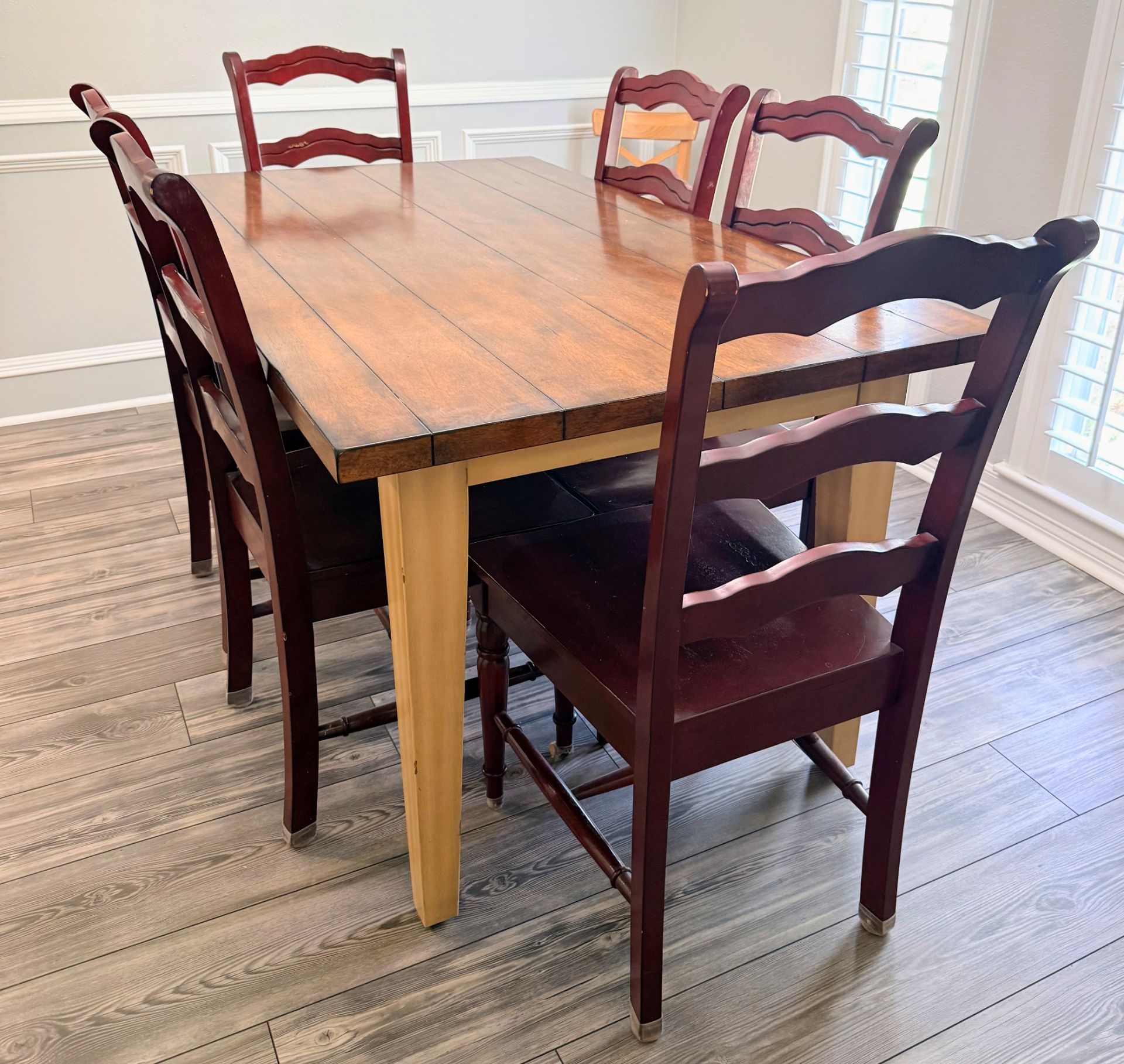 Solid Wood Farmhouse Dining Table + 6 | Pier 1| Chairs
