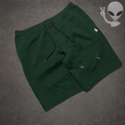 Polo Ralph Lauren Fleece Sweat Shorts Mens Size L Green Drawstring Pony Athletic
