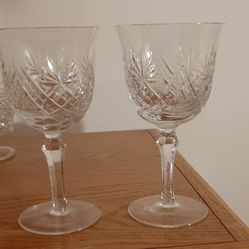 2 Vintage Cut Crystal European Wine Glasses. 