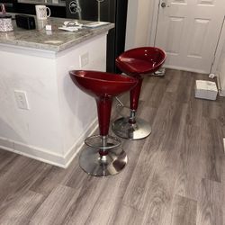 Red Bar Stools Set