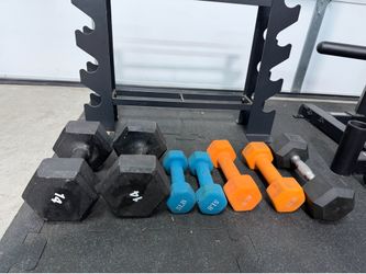 Dumbbell Set + Storage Rack – Over 100 lbs
