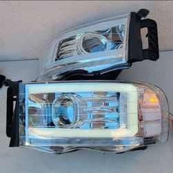 02-05 Dodge Ram LED DRL Projector Headlights Luces Calaveras Micas Faros Focos Faroles
