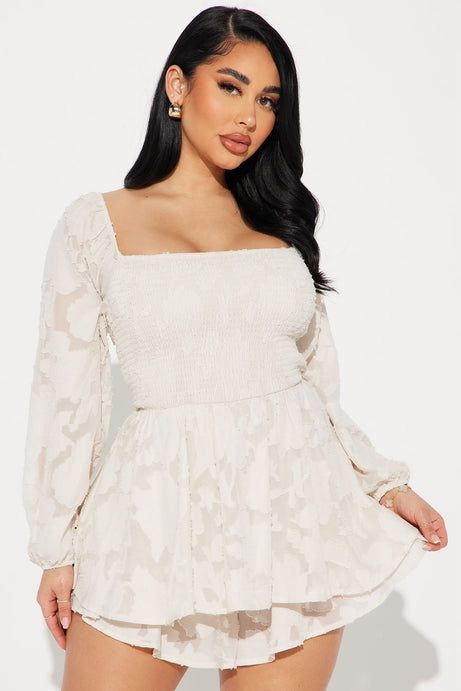 Fashion Nova White Long Sleeve Romper