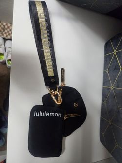 Lululemon  DUPE Black Wristlet Pouch with Gold Hardware
