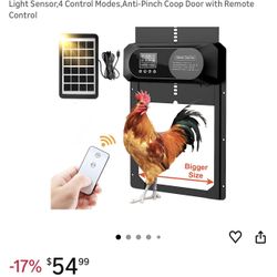 Large Size Automatic Chicken Coop Door Solar Powered,15.9"H x 12"L x 2.28"W,Aluminum Alloy Chicken Door with LCD Display,Timer & Light Sensor,4 Contro