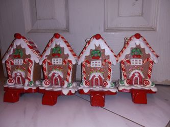 Candy Cane Gingerbread House Stocking Holder
