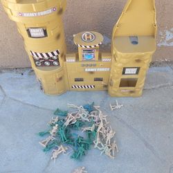 Military base with bag of toy soldiers