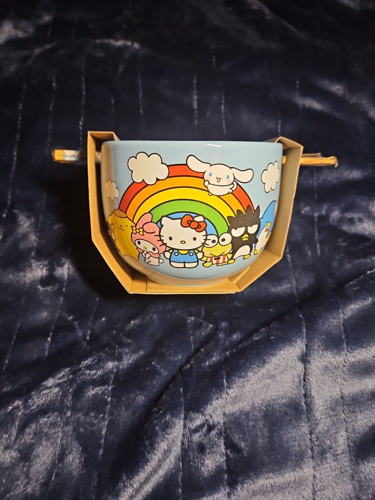 Hello Kitty And Friends Ceramic Bowl Chopsticks