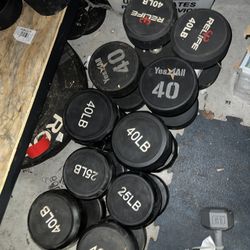 40LB Round Rubber Dumbbell Pairs READ