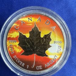 2014 1oz Canada Maple Leaf Colorized Silver Coin 