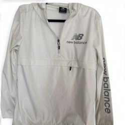 New Balance White Hooded 1/2 Zip Long Sleeve Activewear Jacket Unisex  Size L