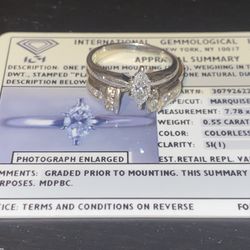 .55 Carat Marquise Platinum Engagement Ring W/ Band 