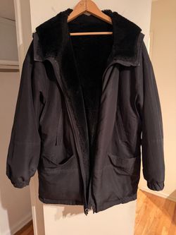 Black Sherpa-Lined Reversible Winter Jacket