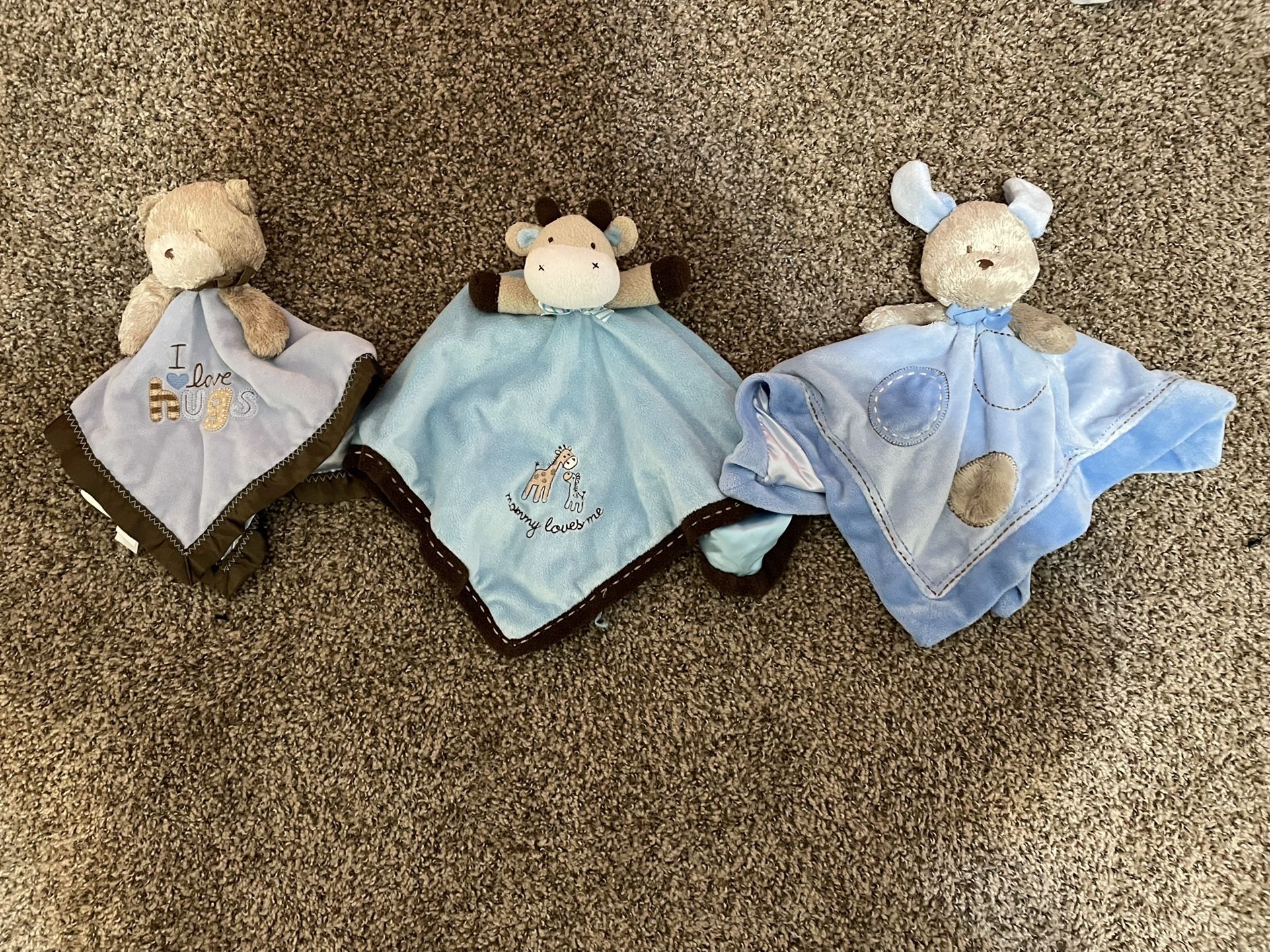 3 Carter Babies Soft Security Blanket Baby Snuggle Toy Stuffed Animal Blanket With Great Condition 