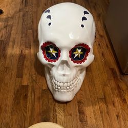 Large Decorative Skull Sculpture – Day of the Dead Art – Statement Décor Piece 