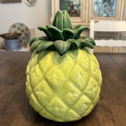 Vintage Mid Century Cerma Pottery Pineapple Cookie Jar 10 Inch Tall 8 Inch Round 