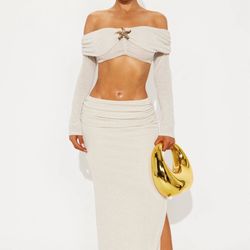 Fashion nova Starlit Sands Off Shoulder Knit Skirt Set 