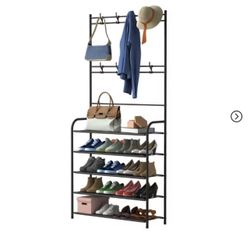 Coat Rack & Shoe Storage Shelf 