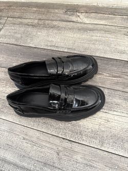 Black Croc Embossed Platform Loafers