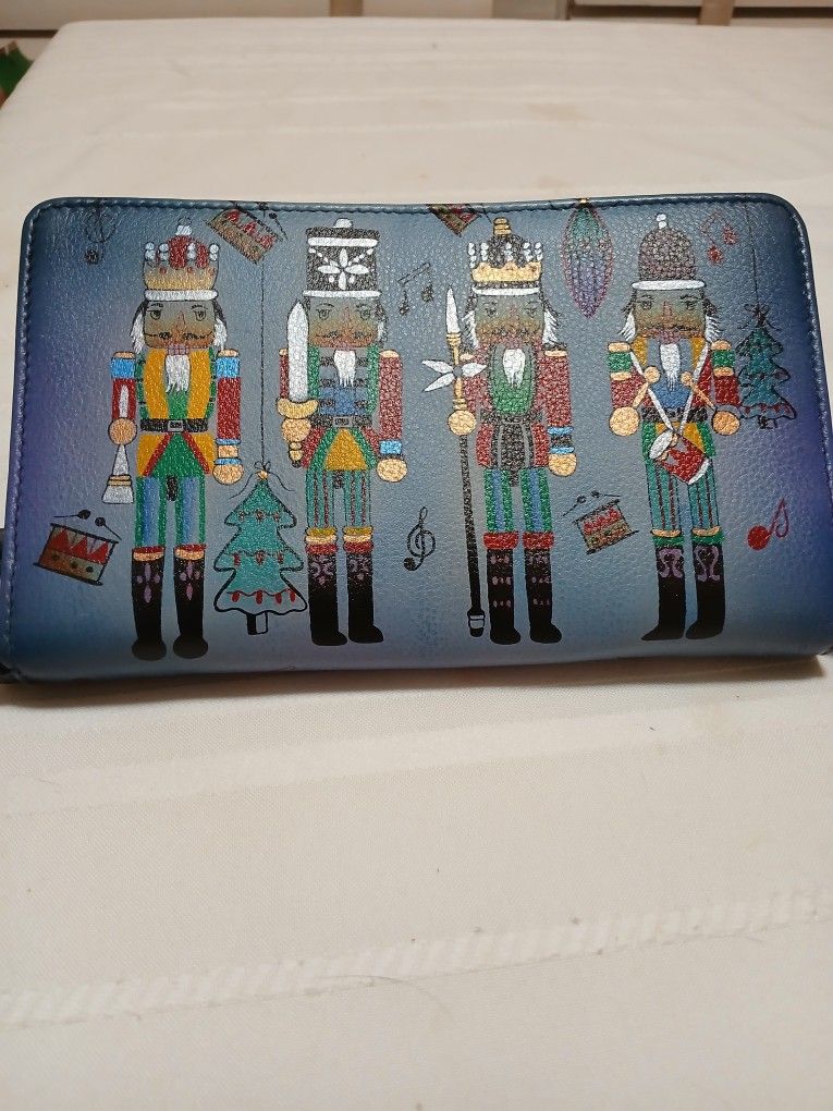 Grey. Leather  Wallet 8"w. X. 4  3/ 4. Deep