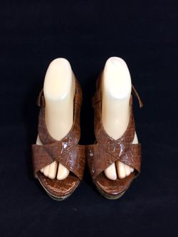 Women's brown wedge heels size 10w