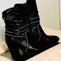Rhinestone Women Black Boots
