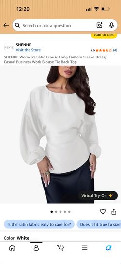 Satin Blouse Long Sleeve, Dressy Casual Business Work Blouse, Large size(but it can fits a medium size as well), brand new