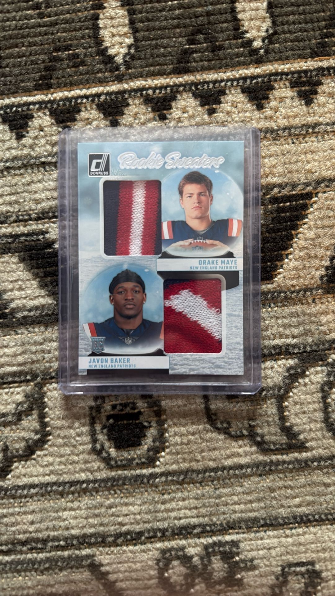 2024 Donruss Javon Baker, Drake Maye DUAL Rookie Sweater PATCH RC Patriots!