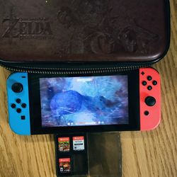 Nintendo Switch +3 games And Zelda Case