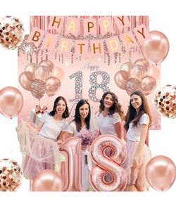 18th Birthday Party Decoration Set Rose Gold
