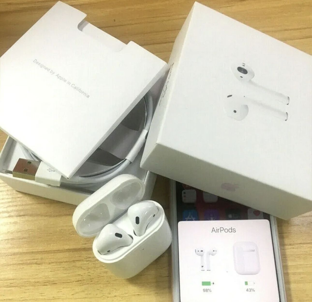 Apple AirPods 2nd Generation With Earphone Earbuds &amp; Wireless Charging Box