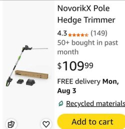 (NEW) NOVORIKX CORDLESS POLE HEDGE TRIMMER
