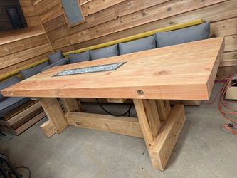 Handmade Solid Wood Fire Table Rustic Modern
