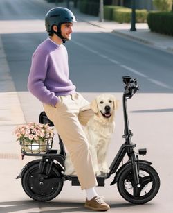 Electric Scooter with Seat for Adults, Peak 1000W Motor, 28 Miles Range 48V 10.4Ah Li Battery, 20MPH with Basket, Max 500 LBS