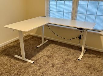White L-Shaped Electric Standing Desk