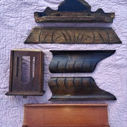 Unique Vintage Wood Bundle Clock Case Wall Hang Art Supplies Slab Display Shelf