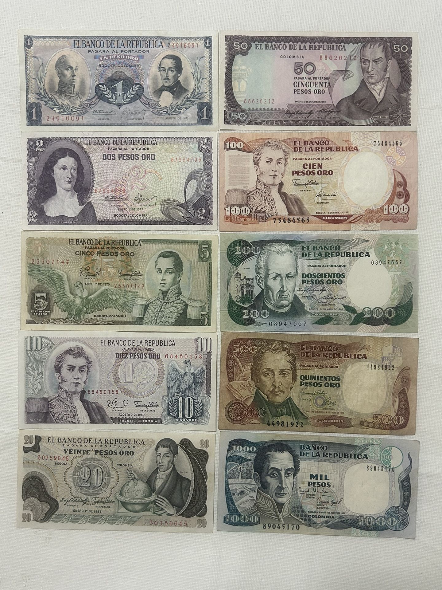 Billetes de Colombia Antiguos