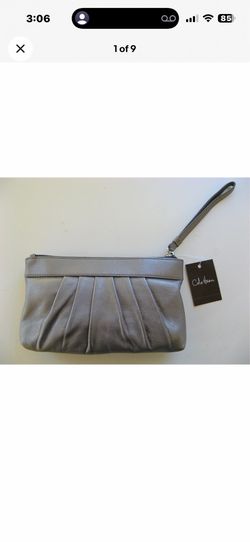 New With Tag Cole Haan Wristlet Clutch In Vintage Silver Leather MSRP $85 West Las Vegas See My Listings Summerlin