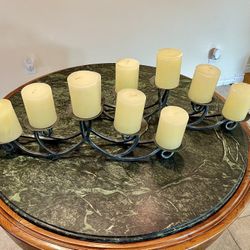 Solid Wrought Iron 10-Pillar Candle Holder – Heavy & Timeless