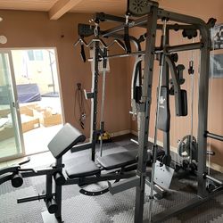Vesta Fitness Smith Machine 2001 w/Bench Attachment | 230lb Bumpers Weights | 7ft Olympic Bar | Fitness | Gym Equipment | FREE DELIVERY 🚚 