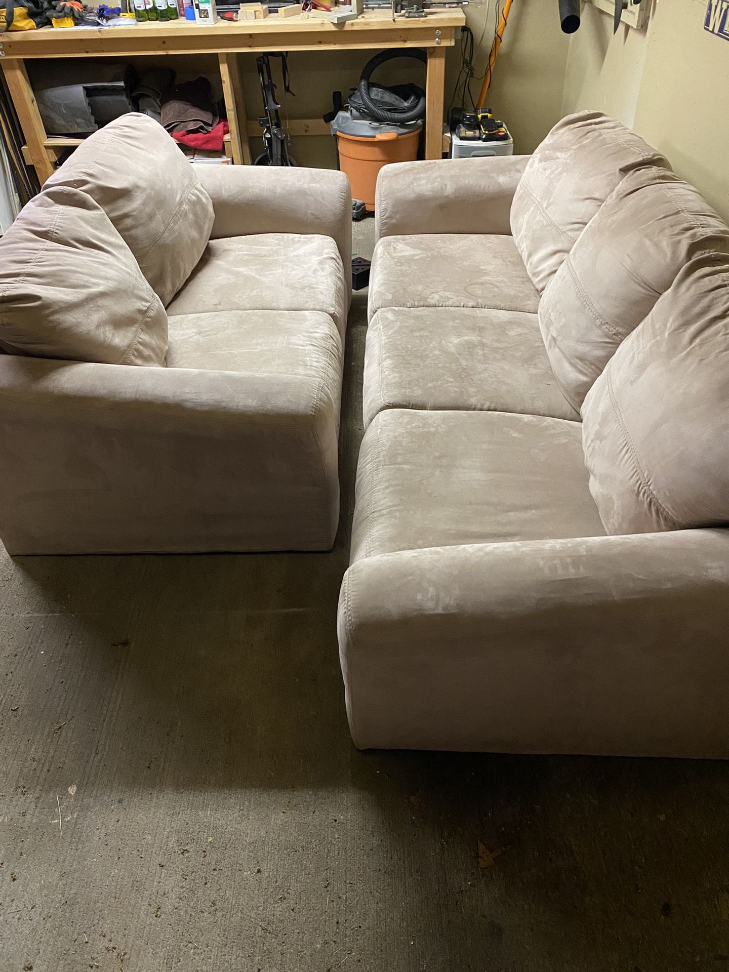 Tan Microfiber Couch & Love Seat