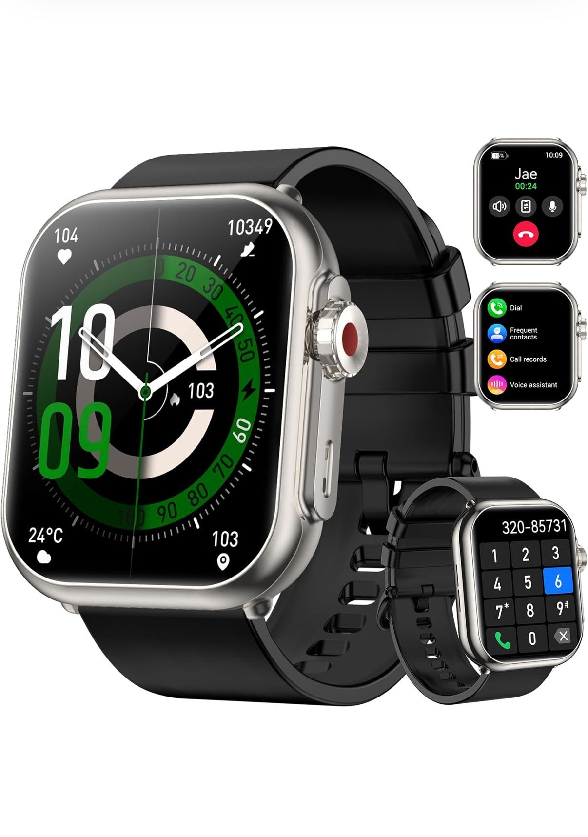 Smart Watch for Men Women, 1000 mAh 100 Day Battery Life, 1.85" Fitness Tracker Bluetooth Call/Make Calls, 110+ Sport Modes, IP68 Waterproof, Heart Ra