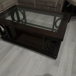 Dark Wood Glass Top Coffee Table – Nebraska Furniture Mart