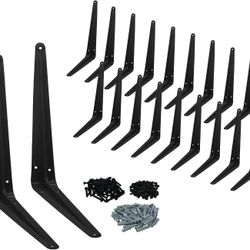 Nuk3y L Shape Heavy Duty 8” x 10” Black or White Shelf Bracket with Screws (20 Pack)