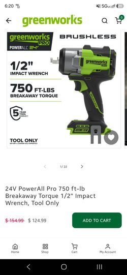 Greenworks pro 1/2 in impact wrench 750ft lbs